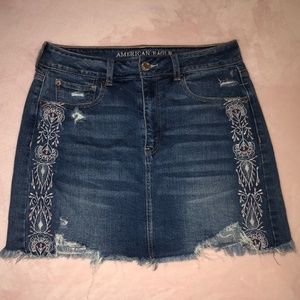 American Eagle Embroidered Denim Skirt